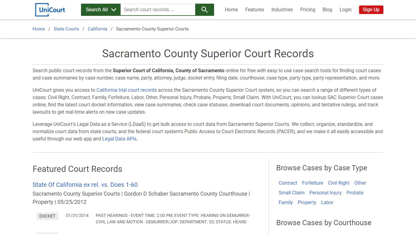 Sacramento County Superior Court Records | California | UniCourt